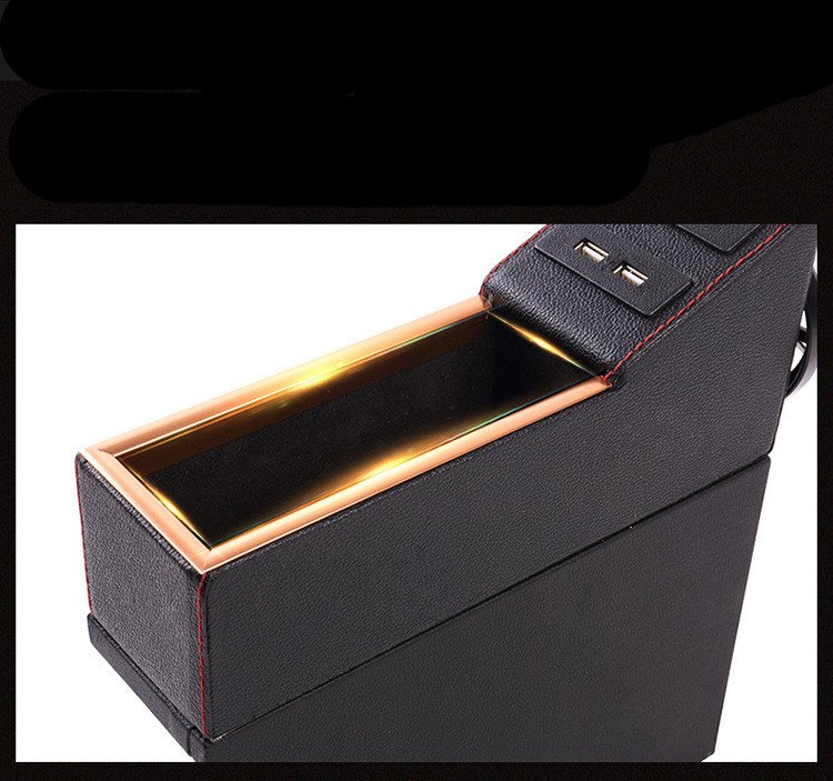 Car Seat Slot Storage Box Multi-Function Cup Holder Coin Box Leather Storage Box with USB Rechargeable - Image 6