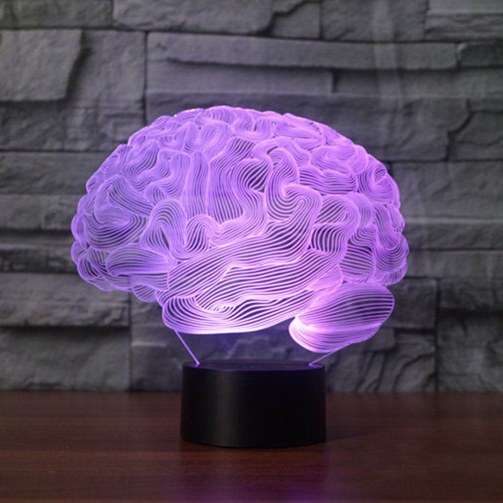 Foreign trade new brain 2 3D lamp LED colorful remote control lamp 3D light acrylic visual lamp 3620 - Image 3