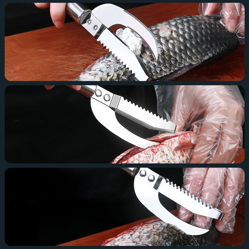 Kitchen 3 In 1 Stainless Steel Scale Planer Fish Scraper Fish Multi-Function Fish Scraper Scale Tool Fish Maw Knife - Image 4